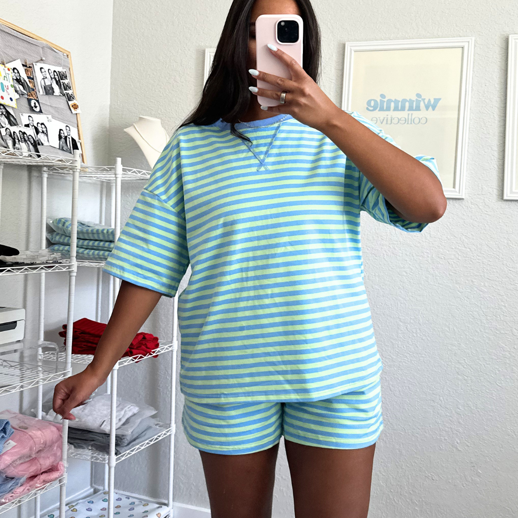 SEAFOAM STRIPED SET