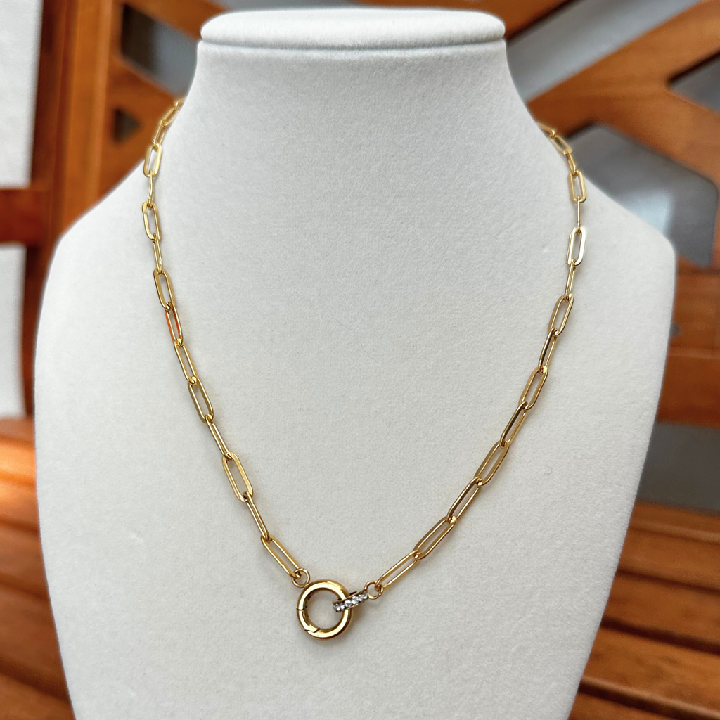 RHINESTONE PAPERCLIP NECKLACE